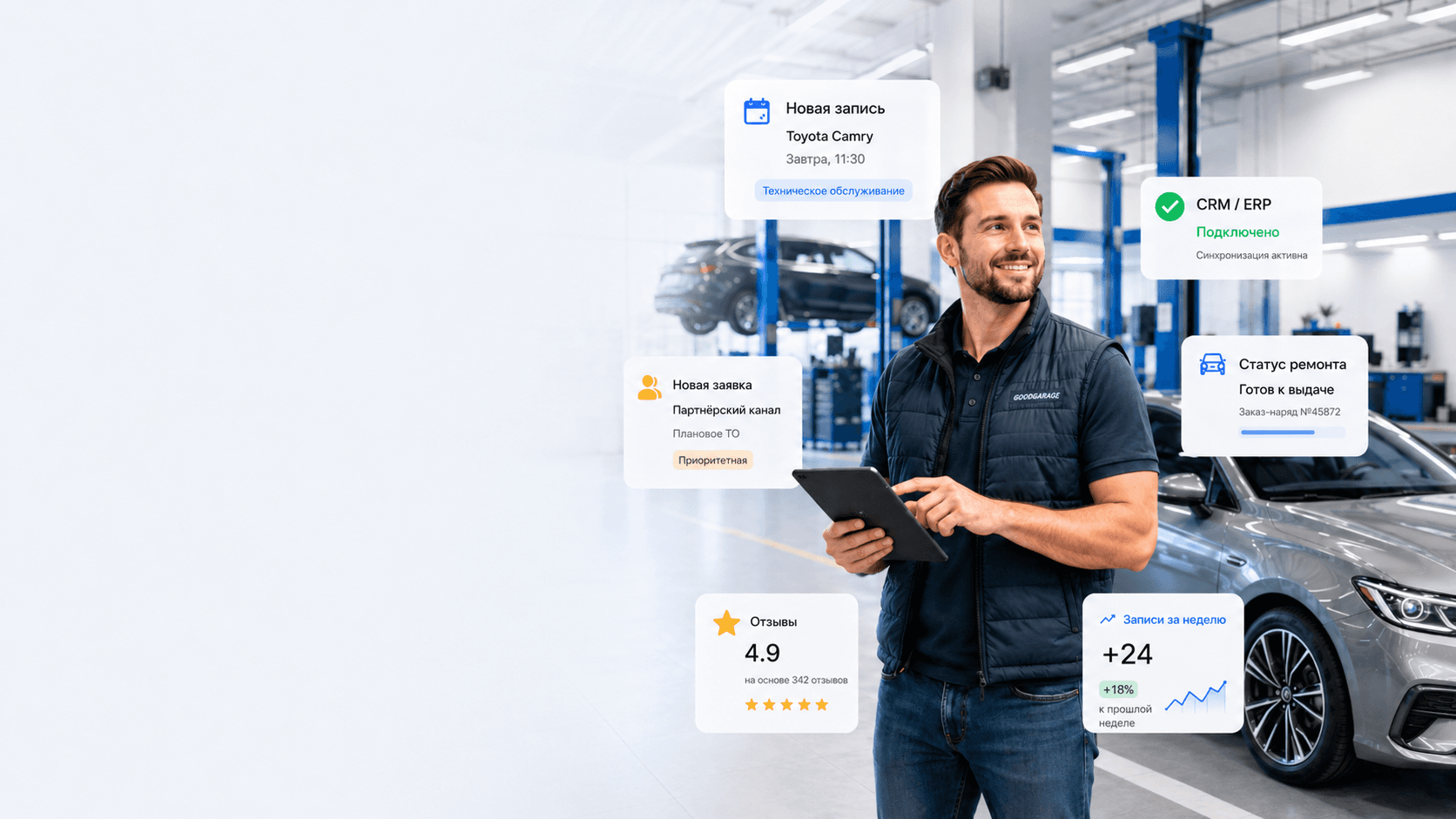 Автосервис с клиентским каналом GoodGarage: онлайн-запись и статусы ремонта